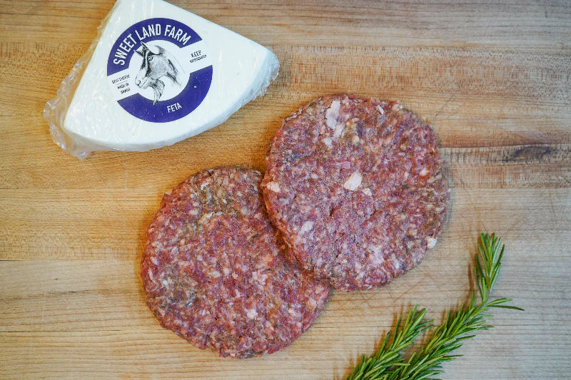 Grass-fed Lamb Merguez Burgers with Feta